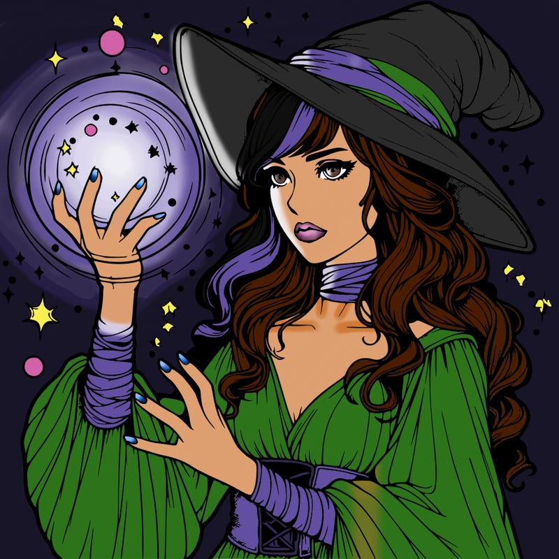 realistic women sorcerer using magic