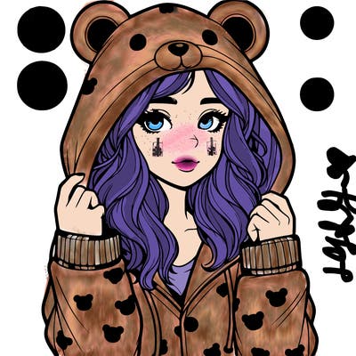 realistic girl in a animal pjs hoodie