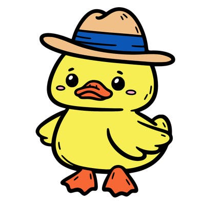 a cute rubber duck with a hat