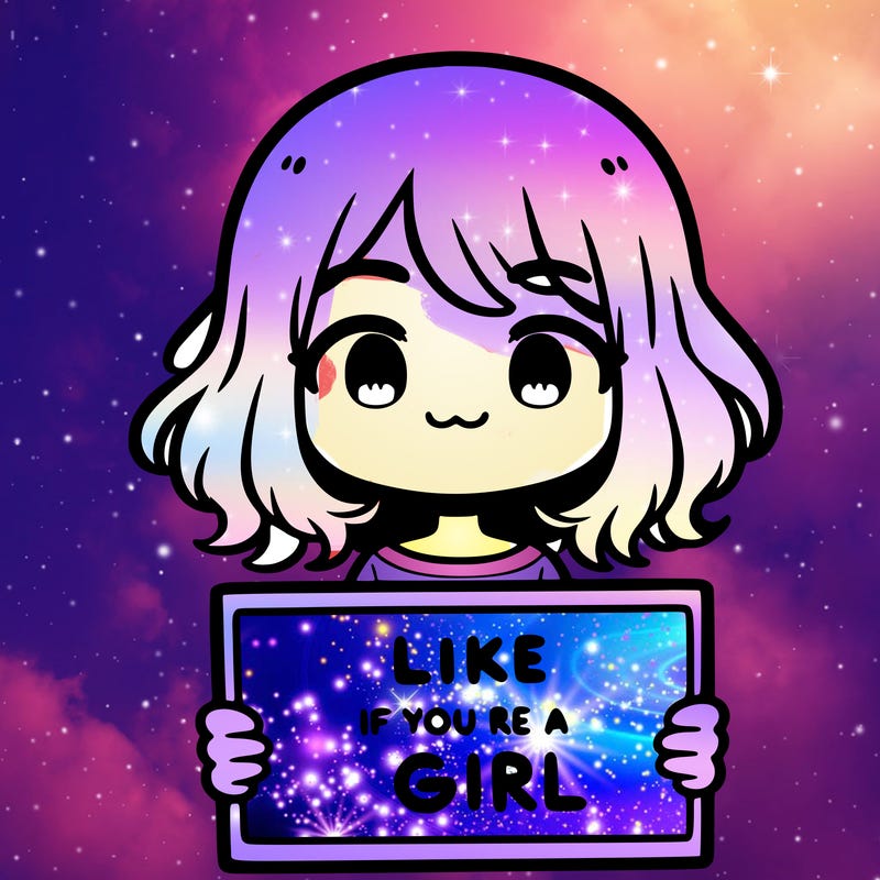 a cute girl holding a sign that says like if you’re a girl