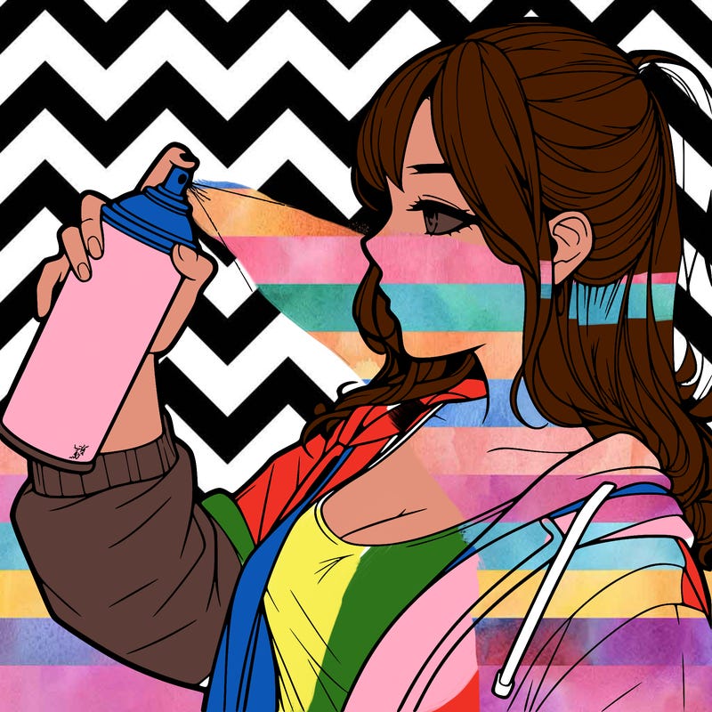 a realistic girl spray, painting