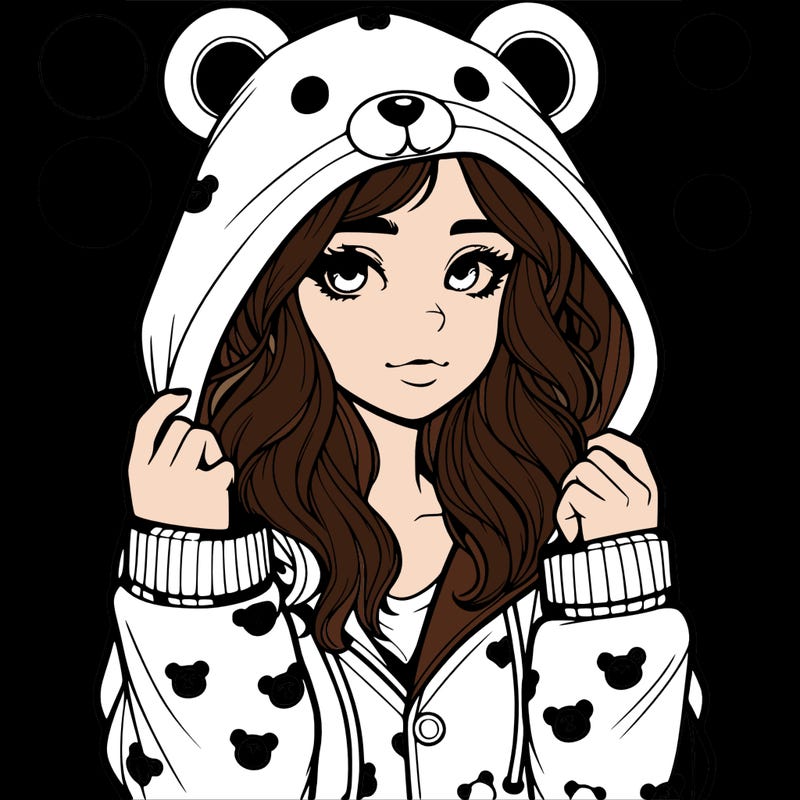 realistic girl in a animal pjs hoodie