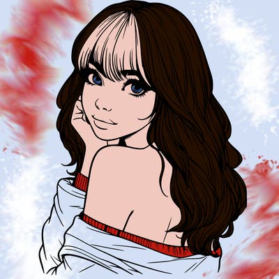 realistic girl with bangs looking over her shoulder