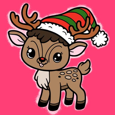 christmas reindeer with santa hat