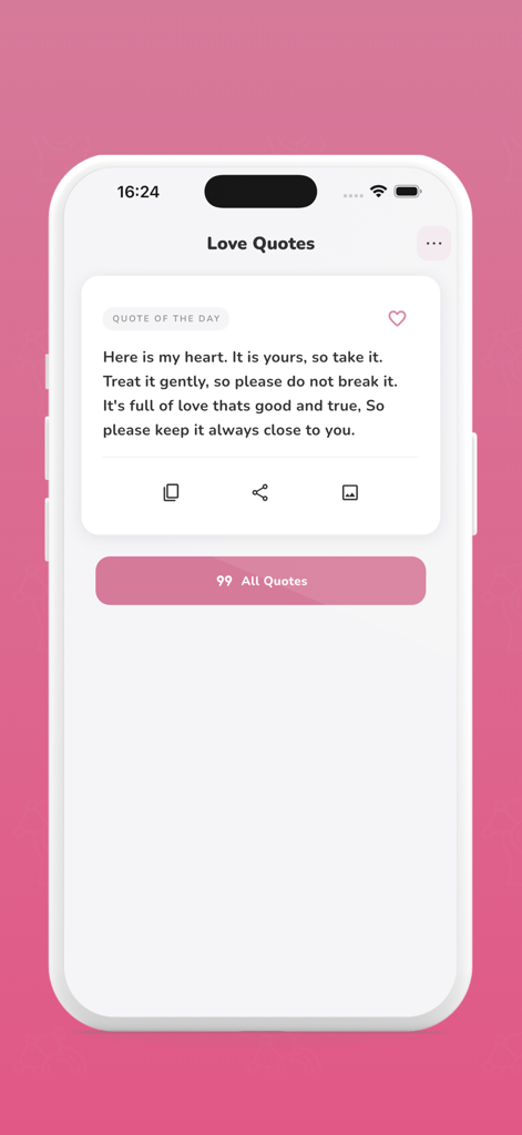 Love Quotes and Messages - Love Quotes and Messages 앱의 로맨틱한 일일 명언이 표시된 스크린샷입니다.