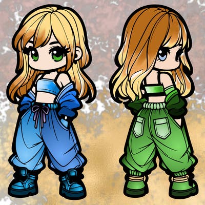 girl in crop top and baggy pants