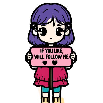 girl that has a sign that says that if you like i will follow you