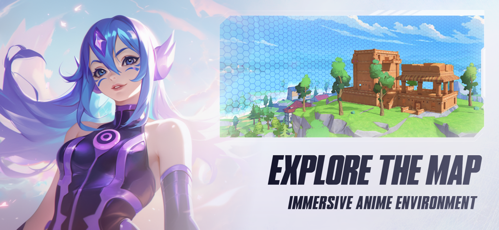 An anime character featuring a 3D preview of the game map environment in AimLock