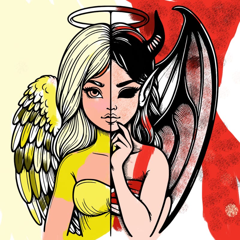 realistic angel half demon