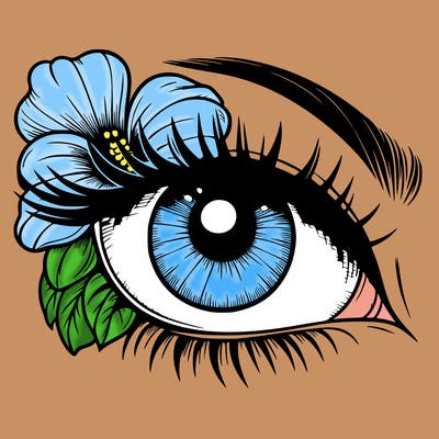realistic eye with flower