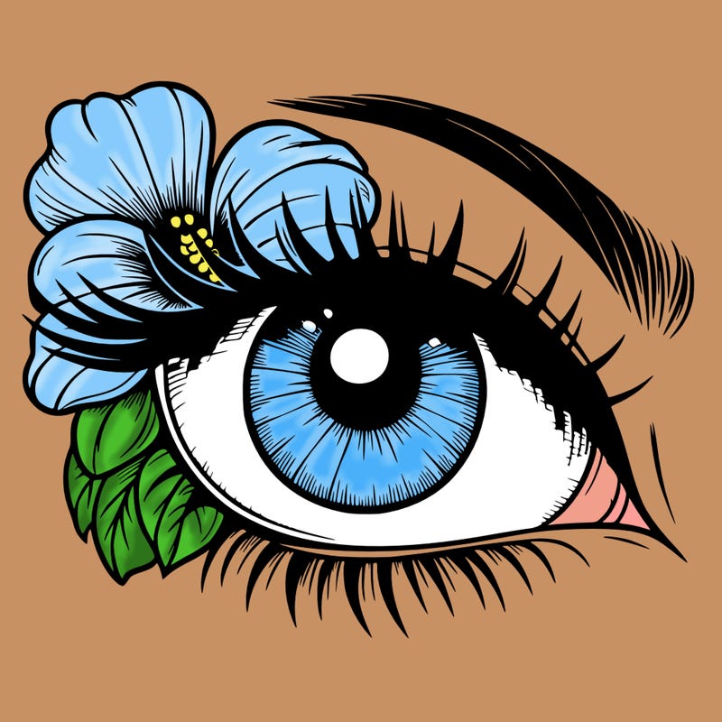 realistic eye with flower
