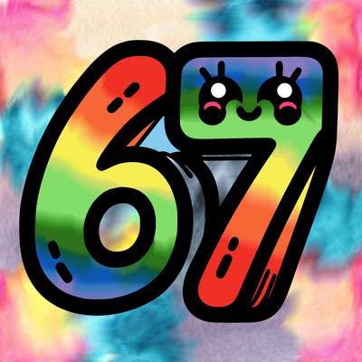 the numbers 67