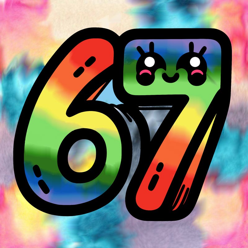 the numbers 67