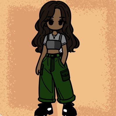 girl in crop top and baggy pants