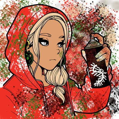 a realistic girl, spray painting