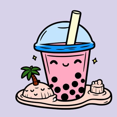 boba drink with an island inside
