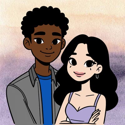 black woman and asian man couple