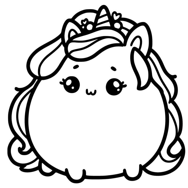 cute round fat unicorn