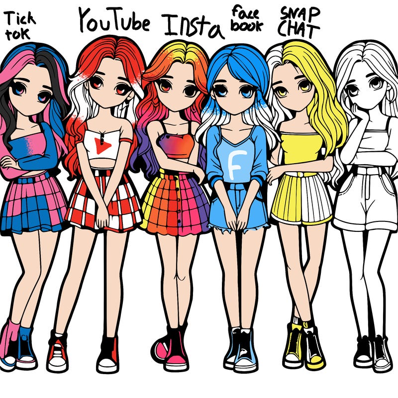 a group of girls realistic