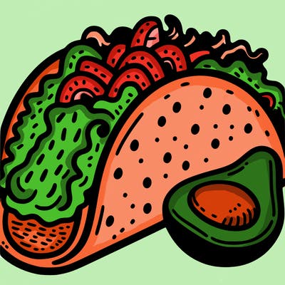 a taco with guacamole.