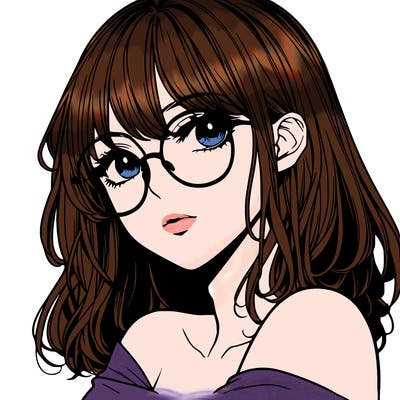 manga woman character with glasses and nice lips