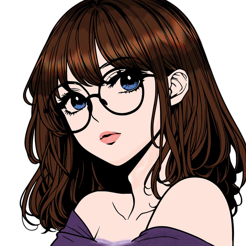 manga woman character with glasses and nice lips