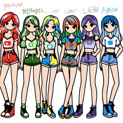 a group of girls wearing crop tops and shorts