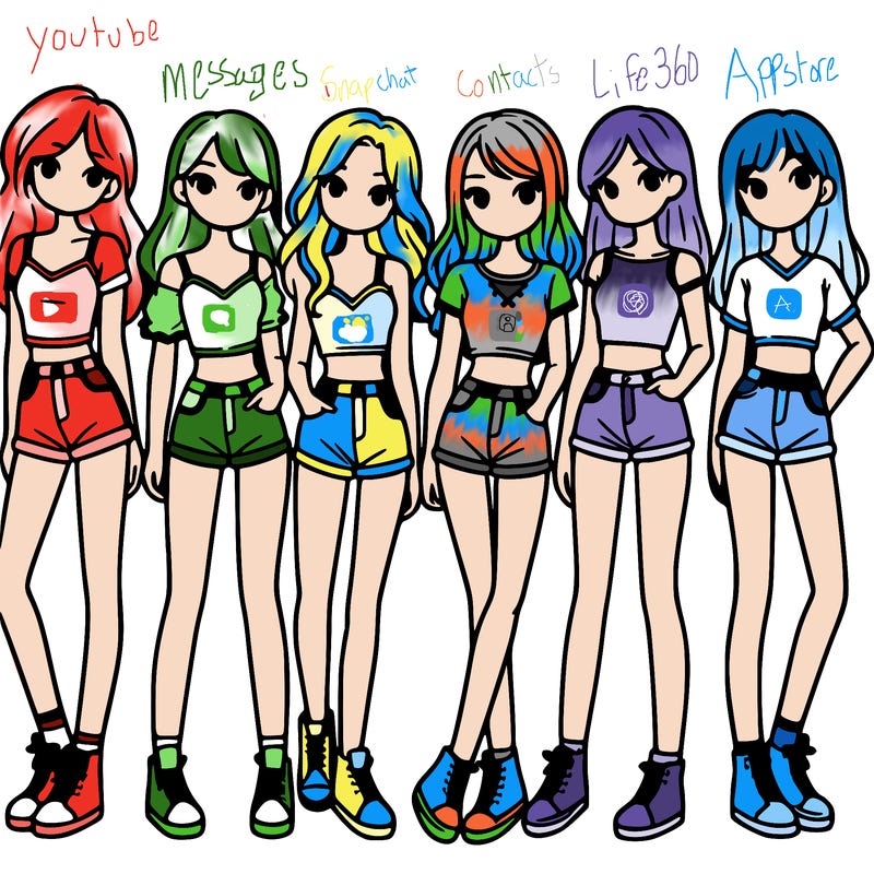 a group of girls wearing crop tops and shorts