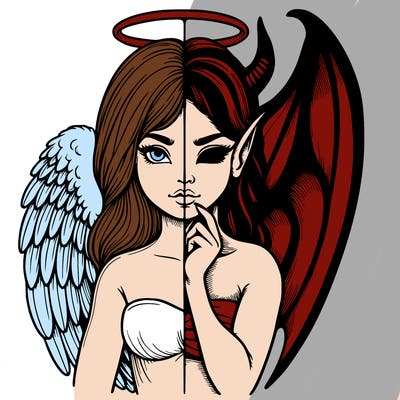 realistic angel half demon