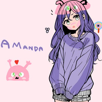 manga teen girl  in a sweater and baggy pants