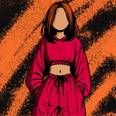 realistic girl faceless with baggy pants and a crop top