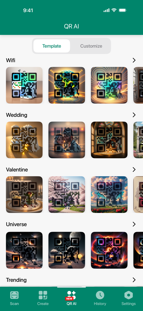 Una colección de plantillas de códigos QR generadas por IA temáticas para varias ocasiones y categorías