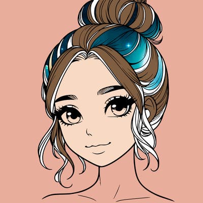realistic pretty girl with hair in bun