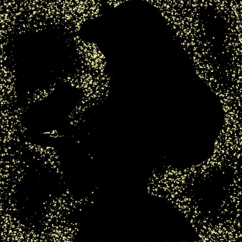 a shadow of a princess holding a frog realistic