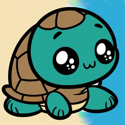 cute little animated turtle