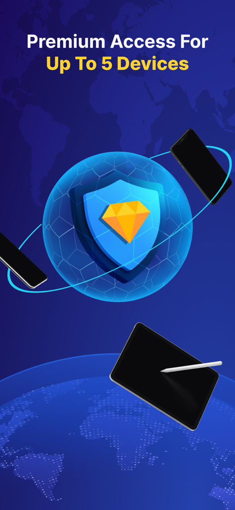 VPN Lite: Super VPN Proxy - Acesso premium VPN Lite para até cinco dispositivos com um escudo de segurança e mapa mundial