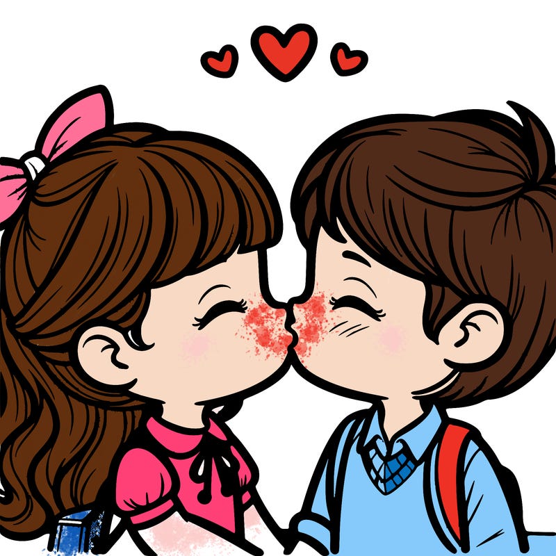 boy and girl kissing