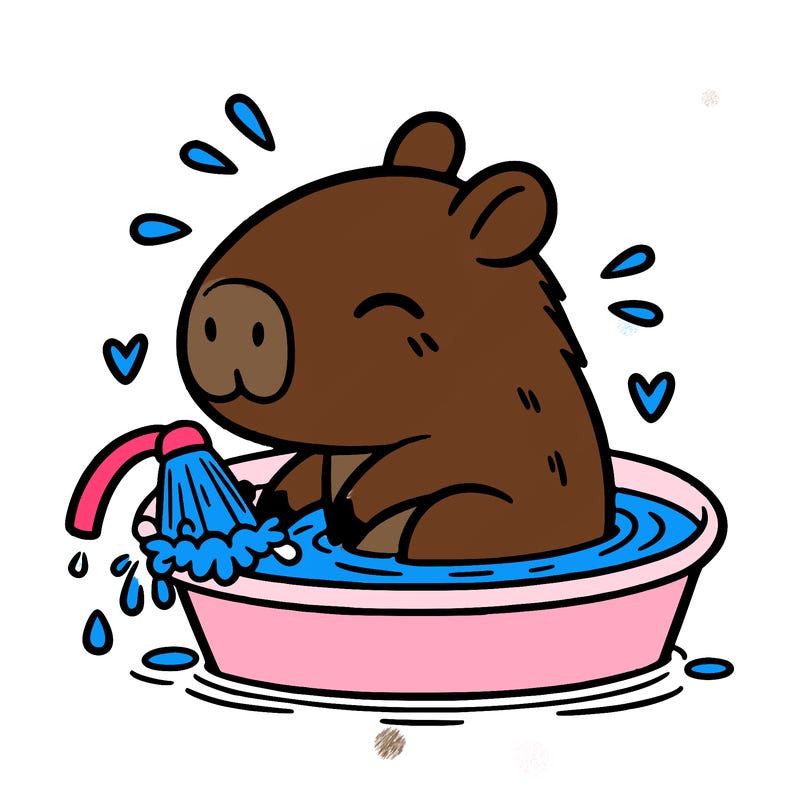 capybara taking a bath