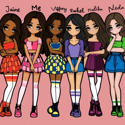 a group of girls realistic