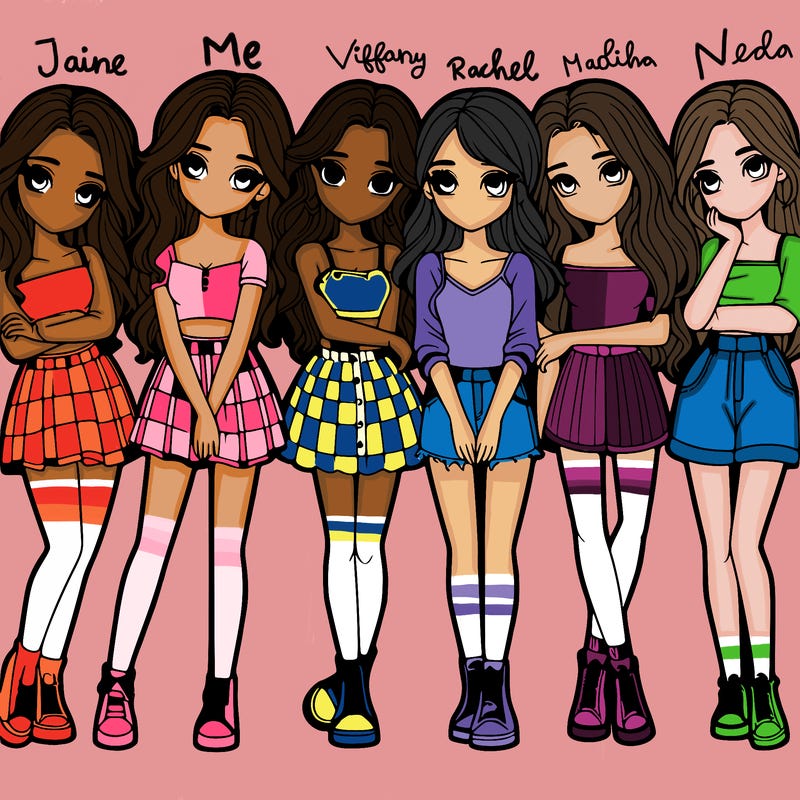 a group of girls realistic