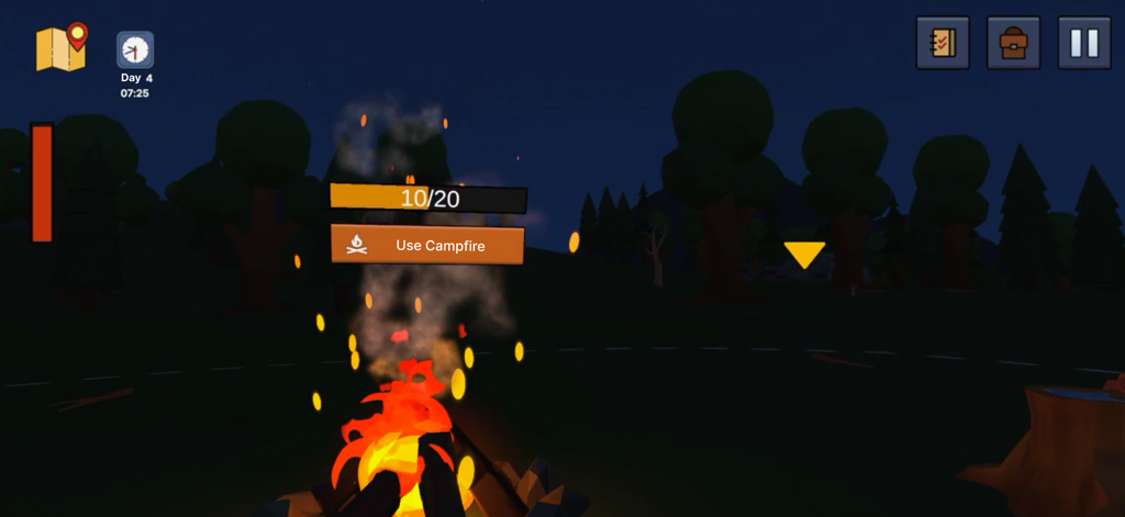 99 Nights In Forest: Survival - Gameplay screenshot showing the campfire mechanic in 99 Nights In Forest Survival
