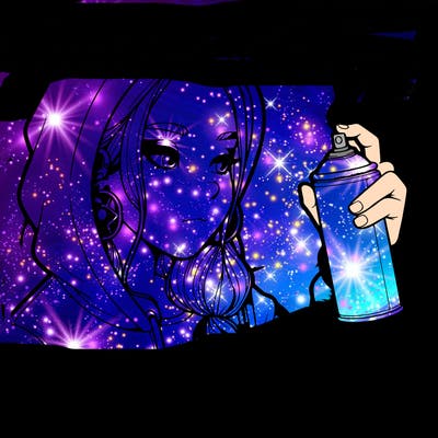 a realistic girl, spray painting