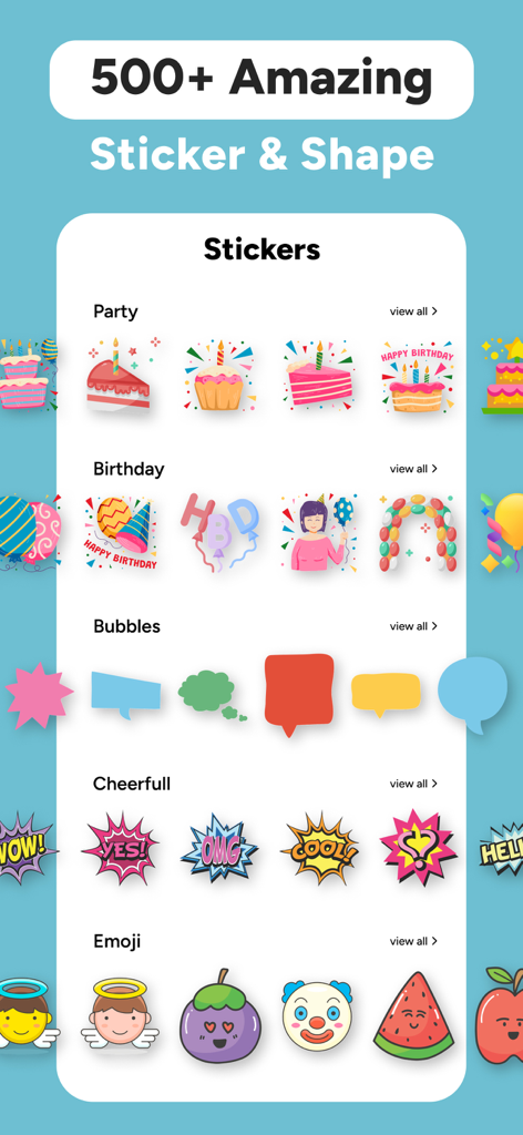 Birthday Invitation Maker ° - Library of over 500 birthday stickers emojis and shapes for invitation design