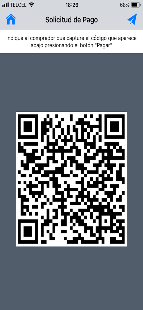 CoDi Banxico -solo para cobrar - A QR code displayed on the CoDi Banxico mobile app screen for requesting a payment