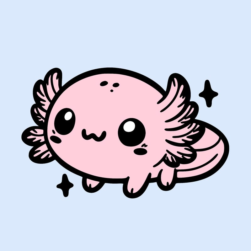 cute easy baby axolotl