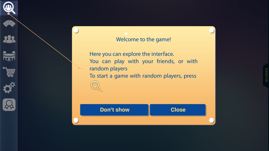 Hearts 24 - Introductory tutorial screen in Hearts 24 explaining game modes and interface navigation.