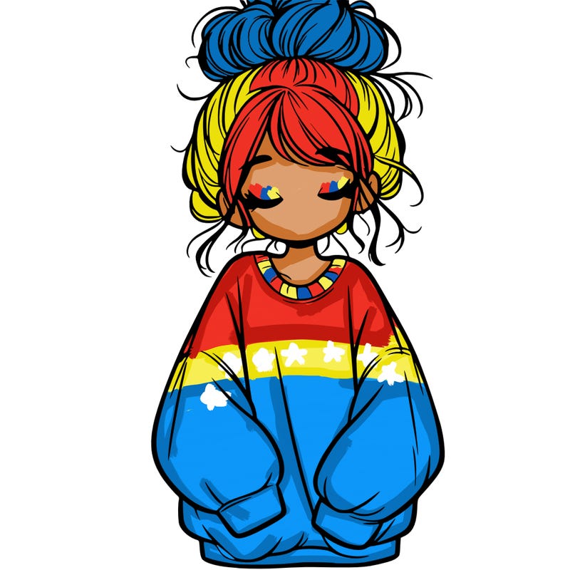 girl with baggy sweatshirt and messy bun