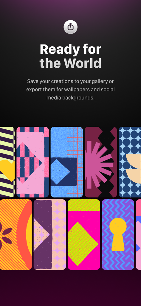 Shuffle Wall: Wallpaper Maker - A collection of vibrant abstract wallpaper designs for mobile phones and social media backgrounds
