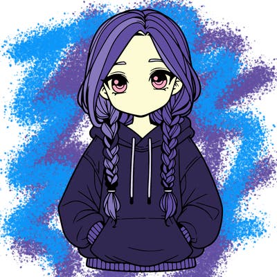 a realistic girl with a oversized hoodie and she has braids