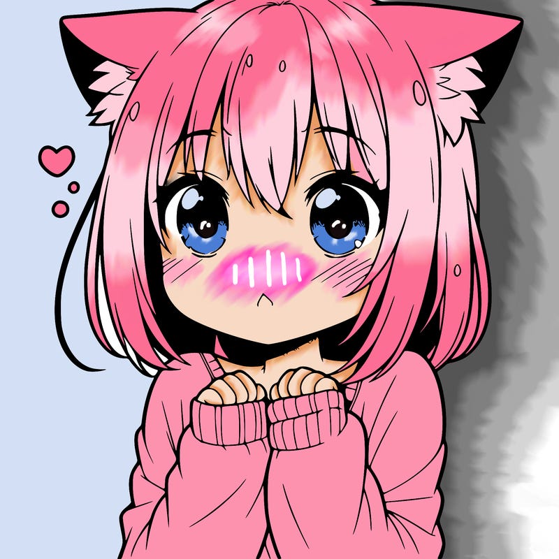 shy anime catgirl